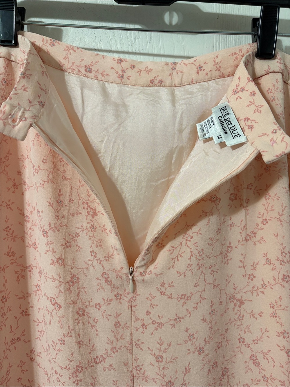 Due Per Due Collection Vintage 100% Silk Light Pink Floral Maxi Skirt Size 14 - Picture 5 of 6